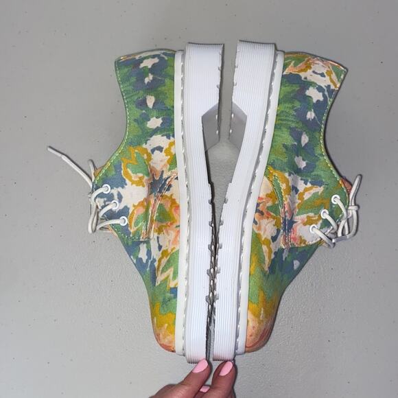Dr. Martens 5 White Green Blue V Lester MTD Oxfords Tie-Dye Canvas Upper Lace-Up - Picture 6 of 12